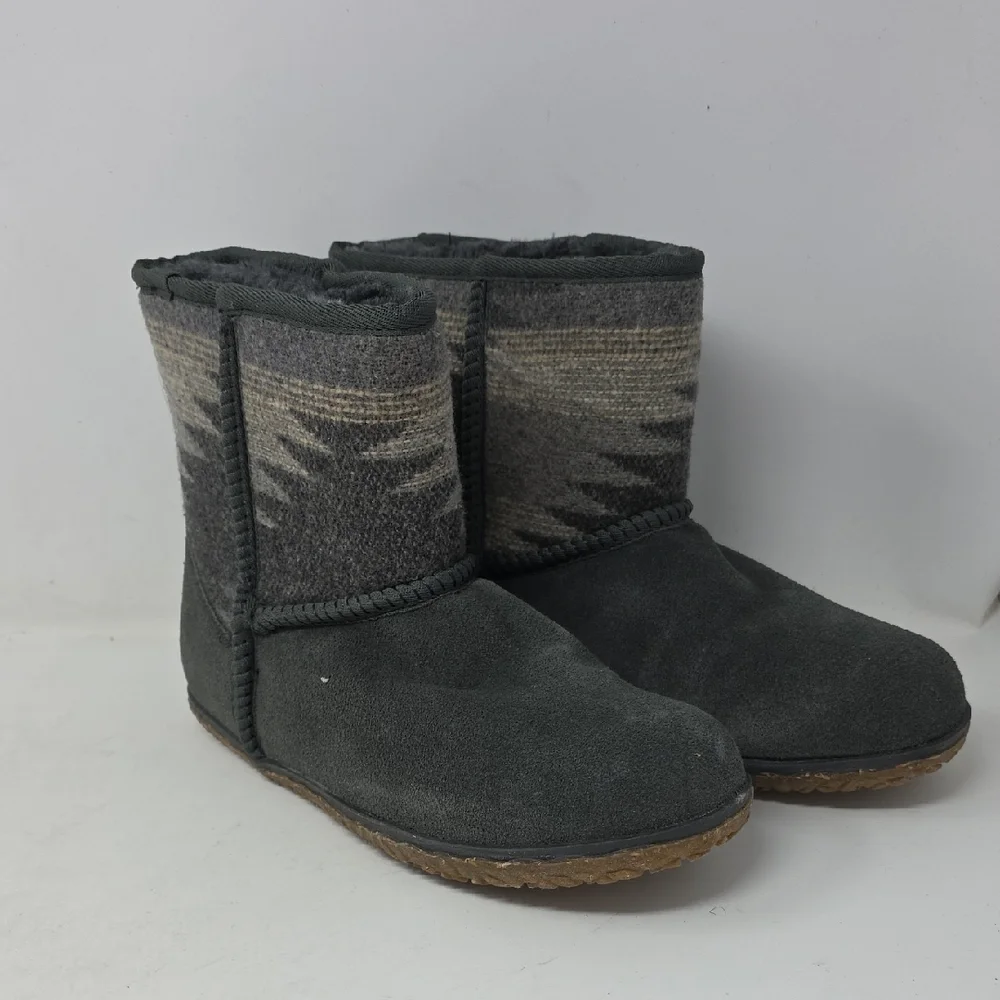 Minnetonka Gray Winter & Rain Boots Faux Fur Lining Size 9